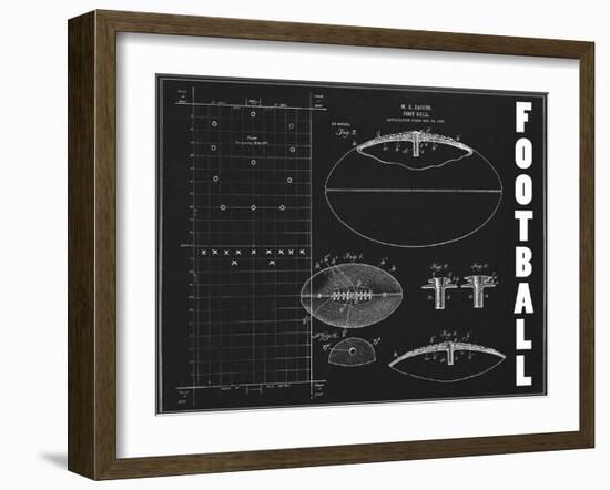 Football Blueprint 1-Tina Carlson-Framed Art Print