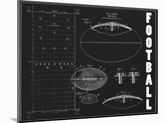 Football Blueprint 1-Tina Carlson-Mounted Art Print