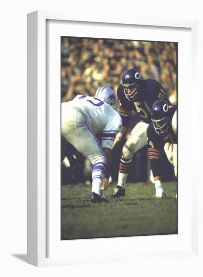 Football: Chicago Bears Dick Butkus No.51At Line of Scrimmage During Game Vs Detroit Lions-null-Framed Photographic Print