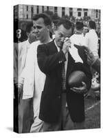 Football Coach Jack Freeman Holding Ball Weeps with Joy After His Team-Hank Walker-Stretched Canvas