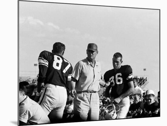 Football Coach Paul Bear Bryant of Texas A&M Talking W. Players During a Game-null-Mounted Premium Photographic Print