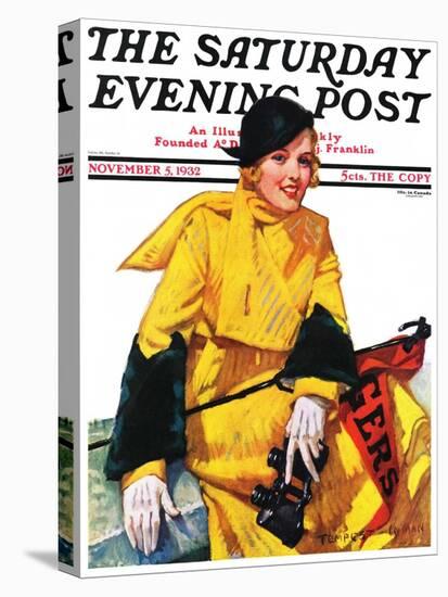 "Football Fan," Saturday Evening Post Cover, November 5, 1932-Tempest Inman-Stretched Canvas