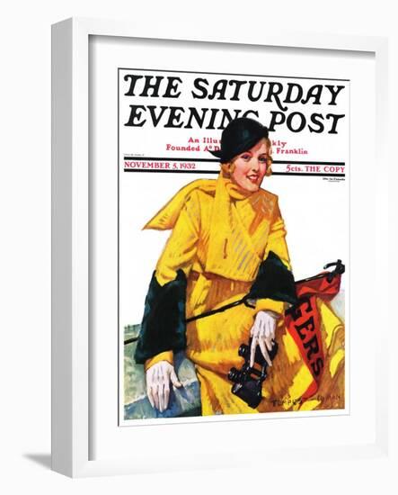 "Football Fan," Saturday Evening Post Cover, November 5, 1932-Tempest Inman-Framed Giclee Print