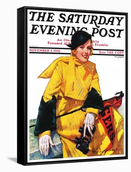 "Football Fan," Saturday Evening Post Cover, November 5, 1932-Tempest Inman-Framed Stretched Canvas