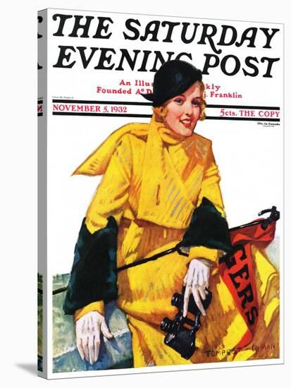"Football Fan," Saturday Evening Post Cover, November 5, 1932-Tempest Inman-Stretched Canvas