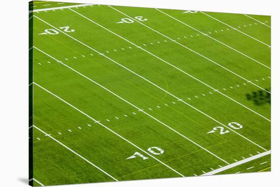 Football field of Creighton University Morrison Football Stadium showing the 10 yard and 20 yard...-null-Stretched Canvas