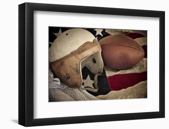 Football Helmet Pigskin & Flag-null-Framed Premium Giclee Print