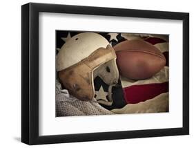 Football Helmet Pigskin & Flag-null-Framed Premium Giclee Print