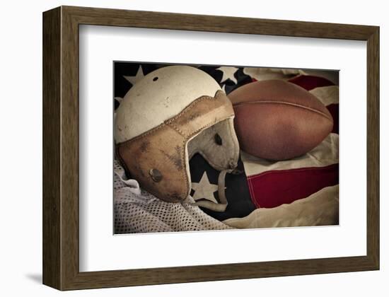 Football Helmet Pigskin & Flag-null-Framed Premium Giclee Print