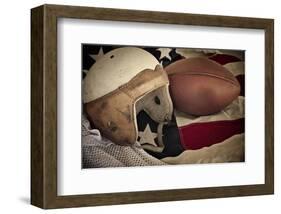 Football Helmet Pigskin & Flag-null-Framed Premium Giclee Print