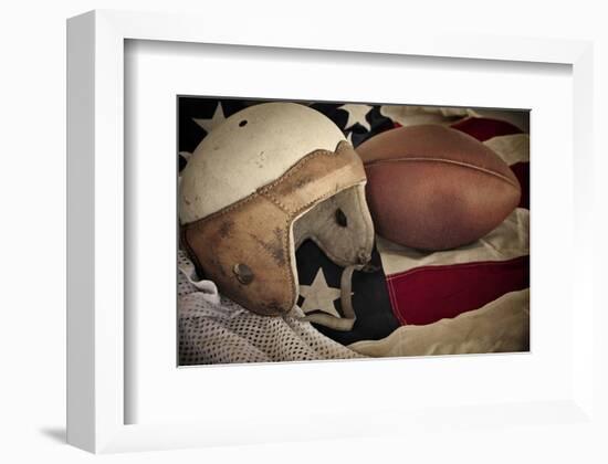 Football Helmet Pigskin & Flag-null-Framed Premium Giclee Print