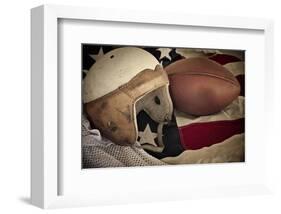 Football Helmet Pigskin & Flag-null-Framed Premium Giclee Print