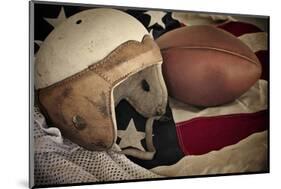 Football Helmet Pigskin & Flag-null-Mounted Premium Giclee Print