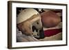 Football Helmet Pigskin & Flag-null-Framed Art Print