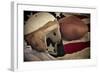 Football Helmet Pigskin & Flag-null-Framed Art Print