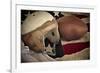 Football Helmet Pigskin & Flag-null-Framed Art Print