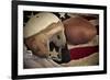 Football Helmet Pigskin & Flag-null-Framed Art Print