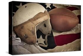 Football Helmet Pigskin & Flag-null-Stretched Canvas