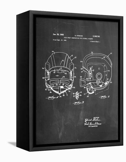 Football Helmet With Chinstrap Patent-null-Framed Stretched Canvas
