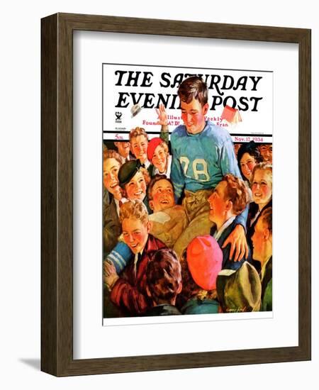 "Football Hero," Saturday Evening Post Cover, November 17, 1934-Eugene Iverd-Framed Giclee Print