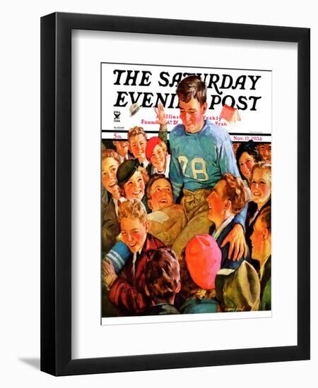 "Football Hero," Saturday Evening Post Cover, November 17, 1934-Eugene Iverd-Framed Giclee Print