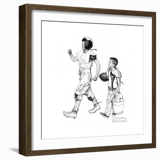 Football Hero-Norman Rockwell-Framed Giclee Print