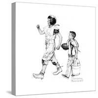 Football Hero-Norman Rockwell-Stretched Canvas