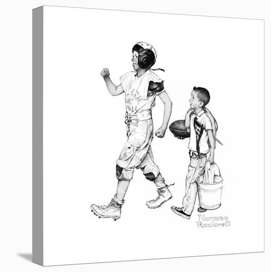 Football Hero-Norman Rockwell-Stretched Canvas