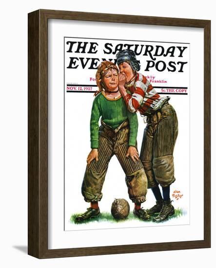 "Football Huddle," Saturday Evening Post Cover, November 12, 1927-Alan Foster-Framed Giclee Print