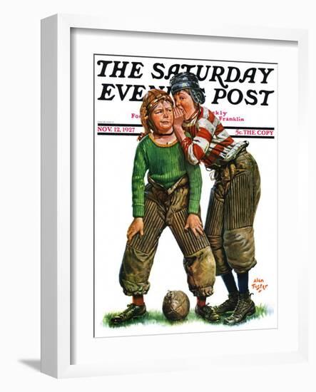 "Football Huddle," Saturday Evening Post Cover, November 12, 1927-Alan Foster-Framed Giclee Print