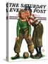 "Football Huddle," Saturday Evening Post Cover, November 12, 1927-Alan Foster-Stretched Canvas