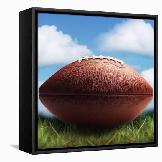 Football in Grass-James Noble-Framed Stretched Canvas