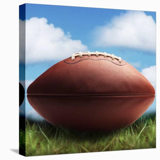 Football in Grass-James Noble-Stretched Canvas