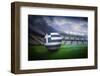 Football in Greece Colours in Large Football Stadium with Lights-Wavebreak Media Ltd-Framed Photographic Print