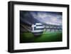 Football in Greece Colours in Large Football Stadium with Lights-Wavebreak Media Ltd-Framed Photographic Print