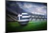 Football in Greece Colours in Large Football Stadium with Lights-Wavebreak Media Ltd-Mounted Photographic Print