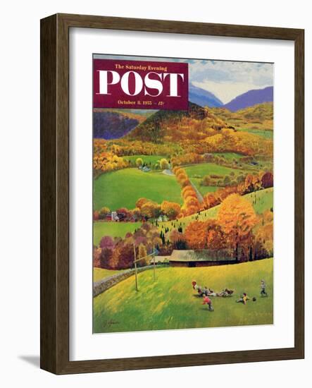 "Football in the Country" Saturday Evening Post Cover, October 8, 1955-John Clymer-Framed Giclee Print