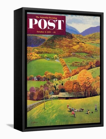 "Football in the Country" Saturday Evening Post Cover, October 8, 1955-John Clymer-Framed Stretched Canvas