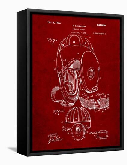 Football Leather Helmet Patent-Cole Borders-Framed Stretched Canvas