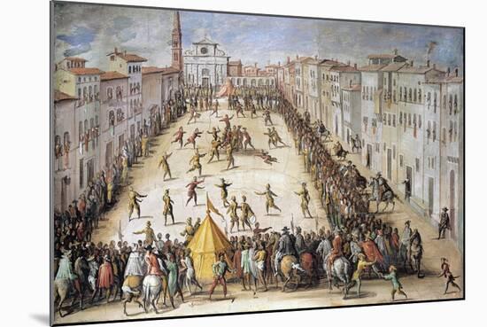 Football Match in Piazza Santa Maria Novella in Florence-null-Mounted Giclee Print