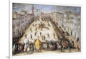 Football Match in Piazza Santa Maria Novella in Florence-null-Framed Giclee Print