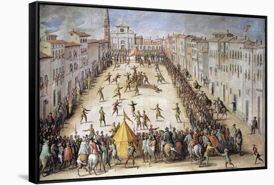 Football Match in Piazza Santa Maria Novella in Florence-null-Framed Stretched Canvas