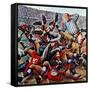 "Football Pile-up," October 23, 1948-Constantin Alajalov-Framed Stretched Canvas