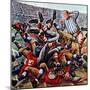 "Football Pile-up," October 23, 1948-Constantin Alajalov-Mounted Giclee Print