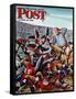 "Football Pile-up," Saturday Evening Post Cover, October 23, 1948-Constantin Alajalov-Framed Stretched Canvas