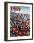 "Football Pile-up," Saturday Evening Post Cover, October 23, 1948-Constantin Alajalov-Framed Premium Giclee Print