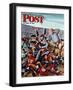 "Football Pile-up," Saturday Evening Post Cover, October 23, 1948-Constantin Alajalov-Framed Premium Giclee Print