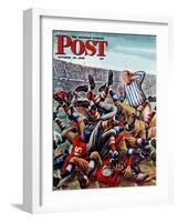 "Football Pile-up," Saturday Evening Post Cover, October 23, 1948-Constantin Alajalov-Framed Premium Giclee Print