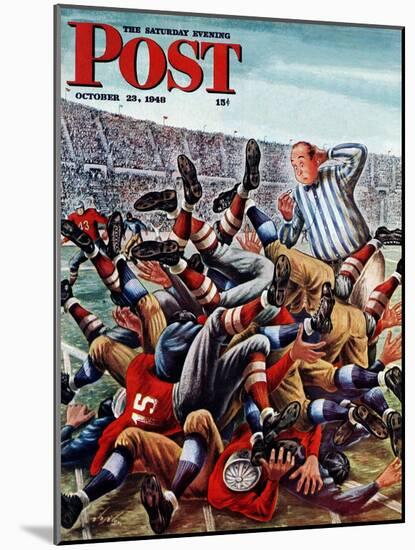 "Football Pile-up," Saturday Evening Post Cover, October 23, 1948-Constantin Alajalov-Mounted Premium Giclee Print