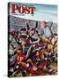 "Football Pile-up," Saturday Evening Post Cover, October 23, 1948-Constantin Alajalov-Stretched Canvas